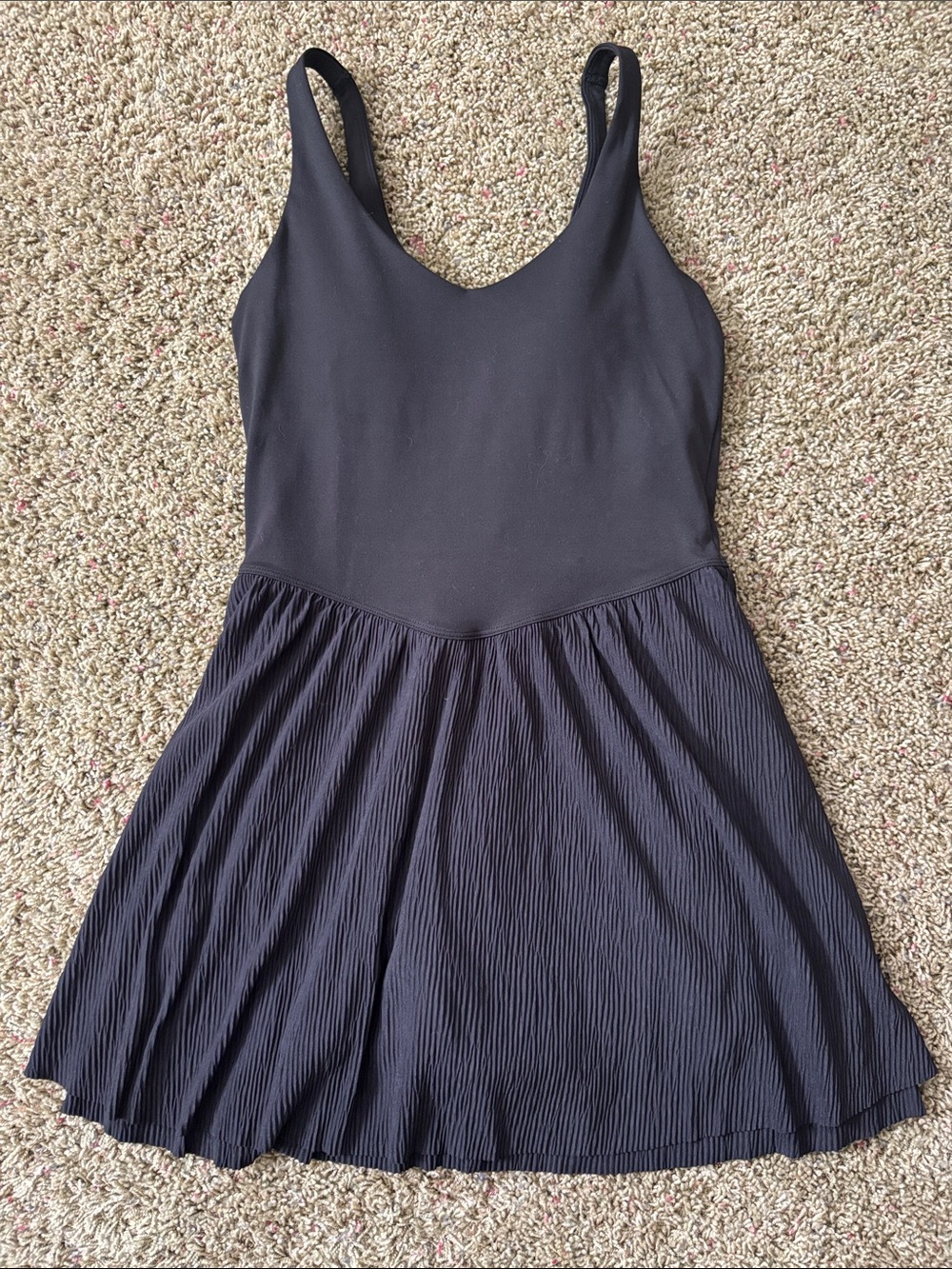 All In Motion Black Knit Plisse Active Dress Sz S Built-In Shorts w/ Pockets